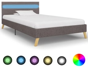 vidaXL Estrutura de cama com LED 90x200 cm tecido cinzento-claro