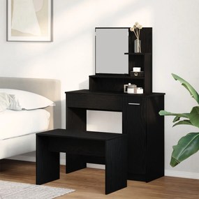 Conjunto de Toucador vidaXL Carvalho Preto Madeira Engenheirada, Touca
