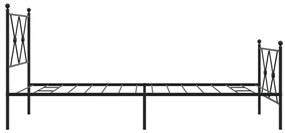 Estrutura de cama com cabeceira e pés 90x200 cm metal preto