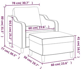 Poltrona com apoio de pés 60 cm tecido cor creme