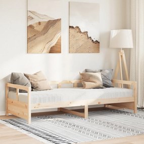 vidaXL Sofá-cama com colchão 90x200 cm madeira de pinho maciça