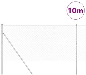 Conjunto de Postes de Cerca Prateado 1.2 x 10 m Aço galvanizado
