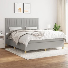 vidaXL Cama com molas/colchão 160x200 cm tecido cinzento-claro