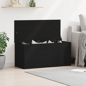 Caixa de Armazenamento vidaXL com Tampa Madeira de Carvalho Preta 100x42x46 cm Madeira Engenharia