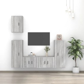 vidaXL Conjunto móveis de TV 5 pcs madeira processada sonoma cinza