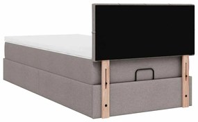 Cama otomana com colchão 100x200 cm tecido cinza