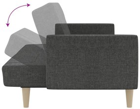 Sofá-cama de 2 lugares tecido cinzento-escuro