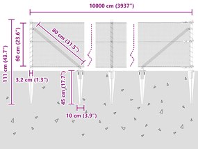 Cerca Hexagonal vidaXL Cinza 0,6x100 m Aço