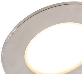 Conjunto de 6 focos de encastrar aço LED 3 etapas regulável IP65 - BLANCA Moderno