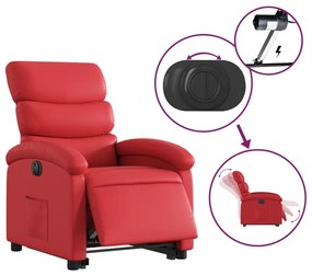 Poltrona reclinável elevatória elétrica couro artif. vermelho