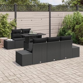 Conjunto de Sofá de Jardim com 6 Peças e Almofadas Preto em Rattan Sin
