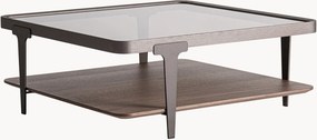 Mesa de centro artesanal com prateleira em madeira de freixo e tampo de vidro Gehofen