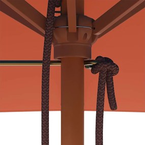 Guarda-sol de exterior c/ mastro de madeira 150x200cm terracota