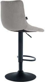 Conjunto de 2 bancos de bar Jerry em veludo com estrutura preta 87-108,5 x 43 x 46,5 cm Cinzento