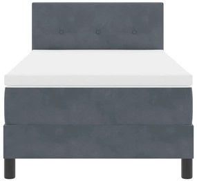 Cama Box Spring vidaXL com Colchão e LED Cinza Escuro 90x200 cm Veludo