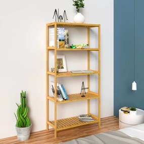 Estante de banho em bambu com prateleiras ajustáveis em altura 130 x 60 x 26 cm Castanho