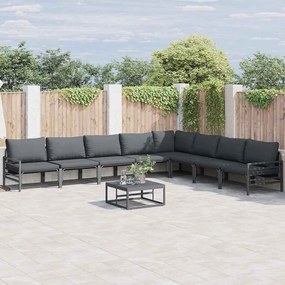 vidaXL Conjunto de Sofá de Jardim 8 pcs Cinzento-escuro Aço