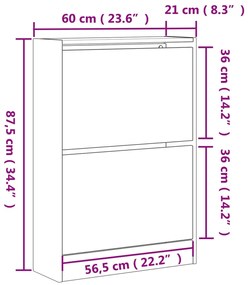 Sapateira 60x21x87,5 cm derivados de madeira cinzento sonoma