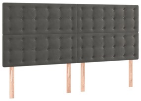 Cabeceira de cama c/ LED veludo 200x5x118/128 cm cinza-escuro