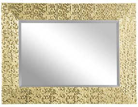 HOMCOM Espelho de Parede 80x60cm Espelho Decorativo com 4 Ganchos e Estrutura de Mosaico 3D Estilo Moderno para Sala de Estar Dormitório Sala de Jantar Entrada Dourado