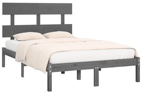 Estrutura de cama king 150x200 cm madeira maciça cinzento