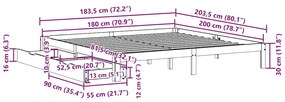 Estrutura de cama c/ gavetas 180x200 cm pinho castanho cera