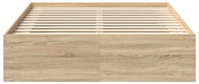 Estrutura de cama de casal pequena 120x190 cm carvalho sonoma