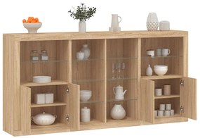 Aparador com luzes LED 202x37x100 cm carvalho sonoma