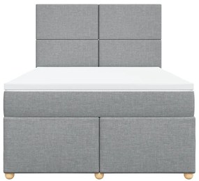 Cama com molas/colchão 140x190 cm tecido cinzento-claro