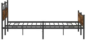 Estrutura de cama sem colchão 200x200cm metal carvalho fumado