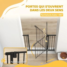 Barreira de Segurança para Cães e Bebés, 96 x 3 x 76 cm, Fixação por Pressão sem Perfuração, Preta