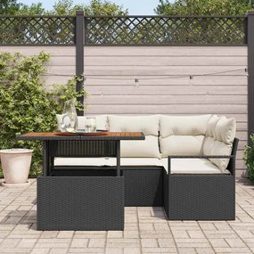 Conjunto de Sofá de Jardim com 5 Peças e Almofadas em Rattan Sintético