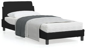 vidaXL Estrutura de cama c/ cabeceira 90x190 cm couro artificial preto