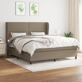 vidaXL Cama com molas/colchão 160x200 cm tecido castanho-acinzentado