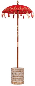 vidaXL Parasol Balinês com Base Vermelho 95 x 95 x 260 cm