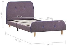 Estrutura de cama 90x200 cm tecido cinzento-acastanhado