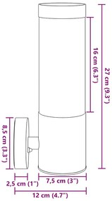 Luzes de Parede Externas vidaXL 2 pcs Aço Inoxidável Preto IP44