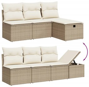 7 pcs conjunto de sofás p/ jardim com almofadões vime PE bege
