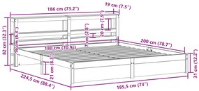 Estrutura de cama com cabeceira 180x200 cm pinho maciço