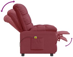 Poltrona de massagens elétrica reclinável tecido vermelho tinto