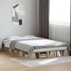 Estrutura de cama 140x190 cm derivados madeira carvalho sonoma