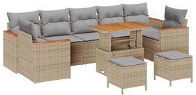 Conjunto de Sofá de Jardim vidaXL de 10 peças com Almofadas em Bege de
