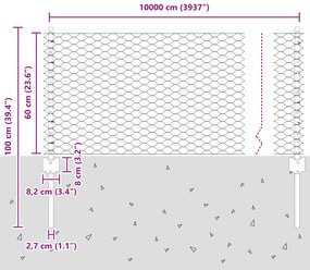 Postes de Cerca 11 pcs U-Channel 60 cm Aço Galvanizado
