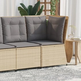 vidaXL Sofá de canto para jardim com almofadões vime PE bege
