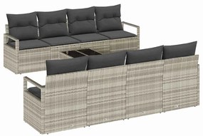 Conjunto de Sofá de Jardim de 9 Peças com Almofadas Cinza Claro de Rat