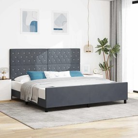 vidaXL Cama Box com cabeceira Cinzento escuro 200 x 200 cm Veludo