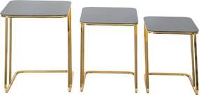 CONJUNTO DE 3 MESAS SIMPLES 44X50,5X55,5-39X49X51-34X47X45 CM DOURADO E PRETO