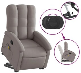 Poltrona elevatória de massagens tecido cinzento-acastanhado