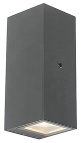 Aplique de parede cinzento 2 luzes IP44 com sensor crepuscular - Baleno Moderno
