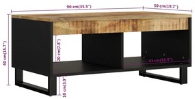 Mesa de centro 90x50x40 cm madeira de mangueira maciça